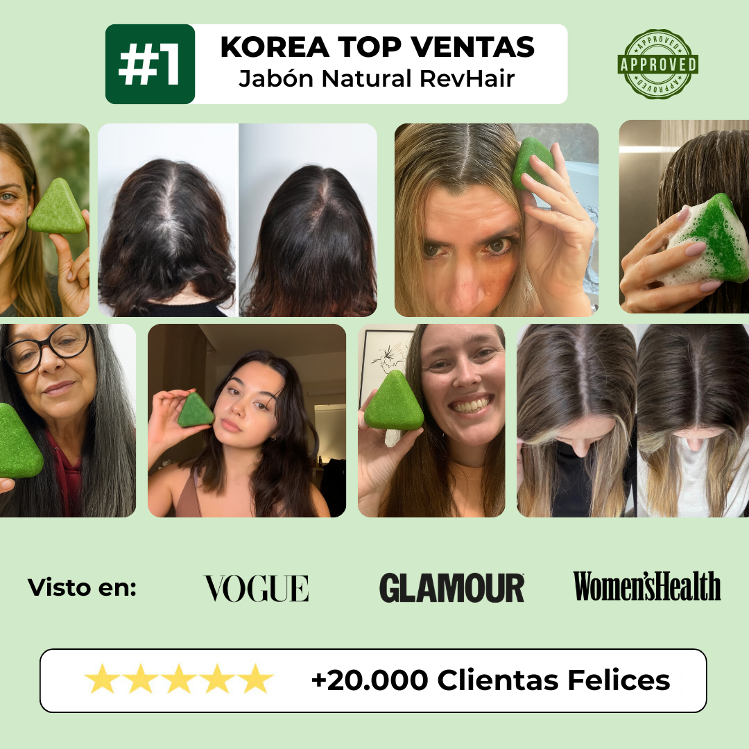 RevHair™ | Jabón Coreano Natural para Reducir la Caída y Fortalecer Cabello
